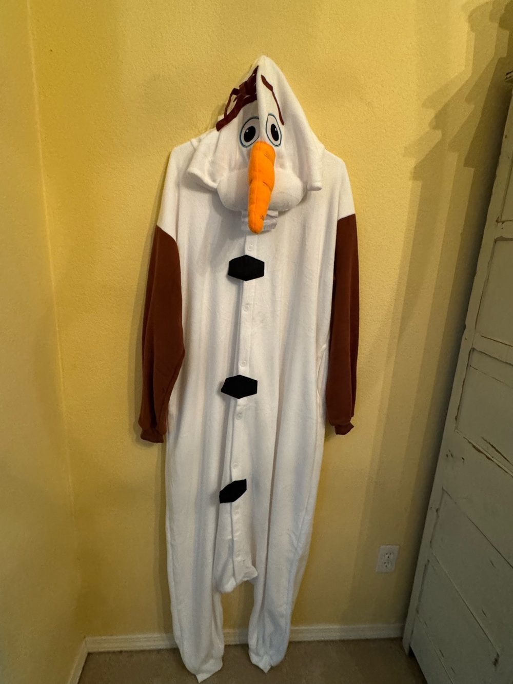 Disney Frozen Olaf Adult Cosplay Costume Plush Pajama Union Suit Size XL